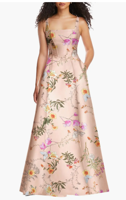 Floral Corset Satin long dress