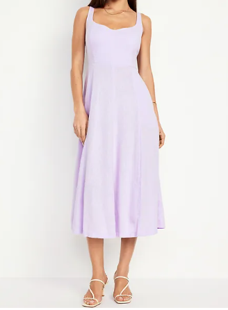 sleeve less lilac pastel dress for a wedding 